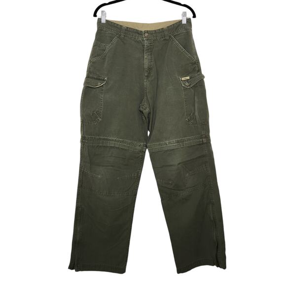 Vintage Gander Mountain Cargo Pants Green 33x32 Zip Off 90s Army - Picture 1 of 6